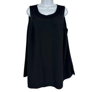 Lane Bryant Black Sleeveless Top With Back Zipper & Side Slits Plus Size 16